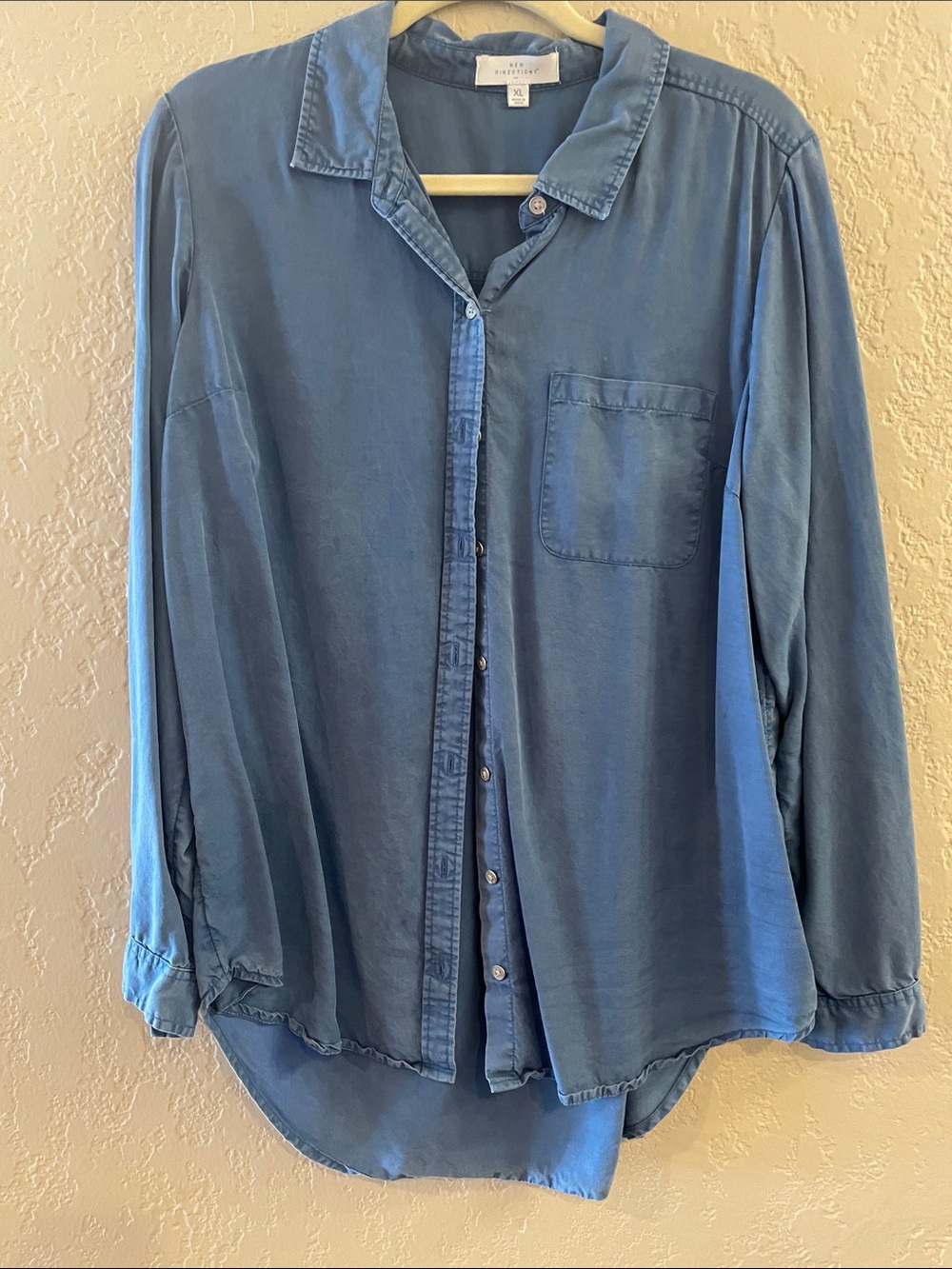 new directions Washed Blue Button-Down Shirt